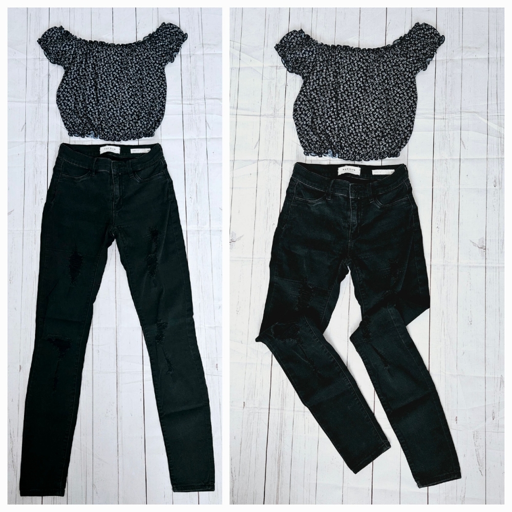 WOMEN'S PACSUN FRAYED JEANS 2 PIECE OUTFIT